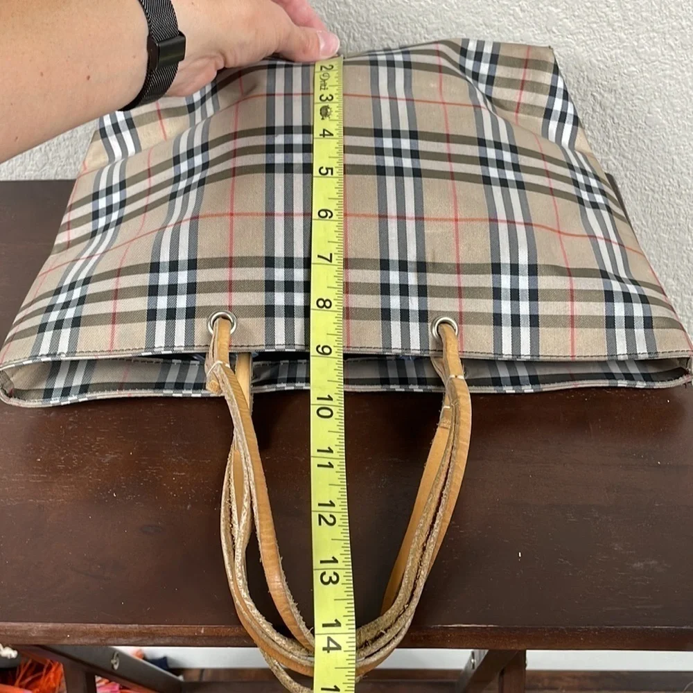 Burberry London Nylon Tote Bag Nova Check Haymarket Beige Tan Shopper Minimalist - Picture 10 of 15